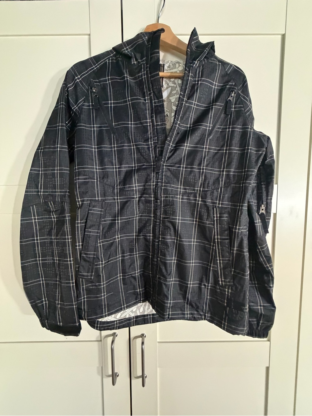 Burton Black Plaid Hooded Ski Jacket W